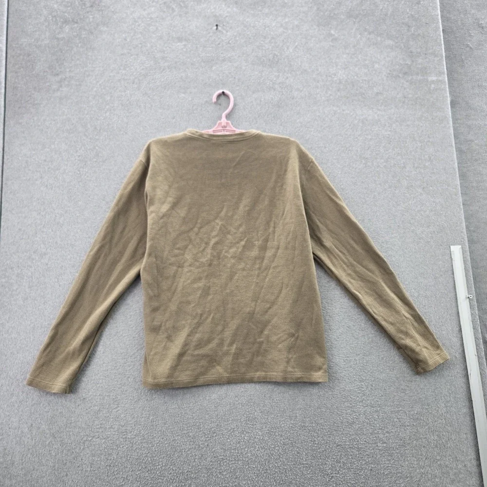 Lacoste Women Sleepwear‎ L Brown Logo Embroidery Pajama Top Long Sleeve Waffle